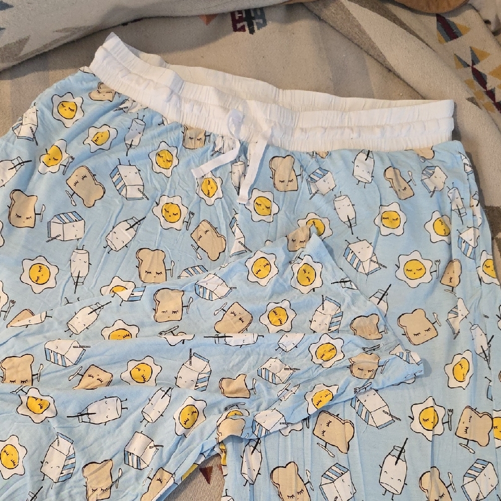 Little Sleepies Blue Pajama Bottoms with Cute Animal and Milk Carton Print